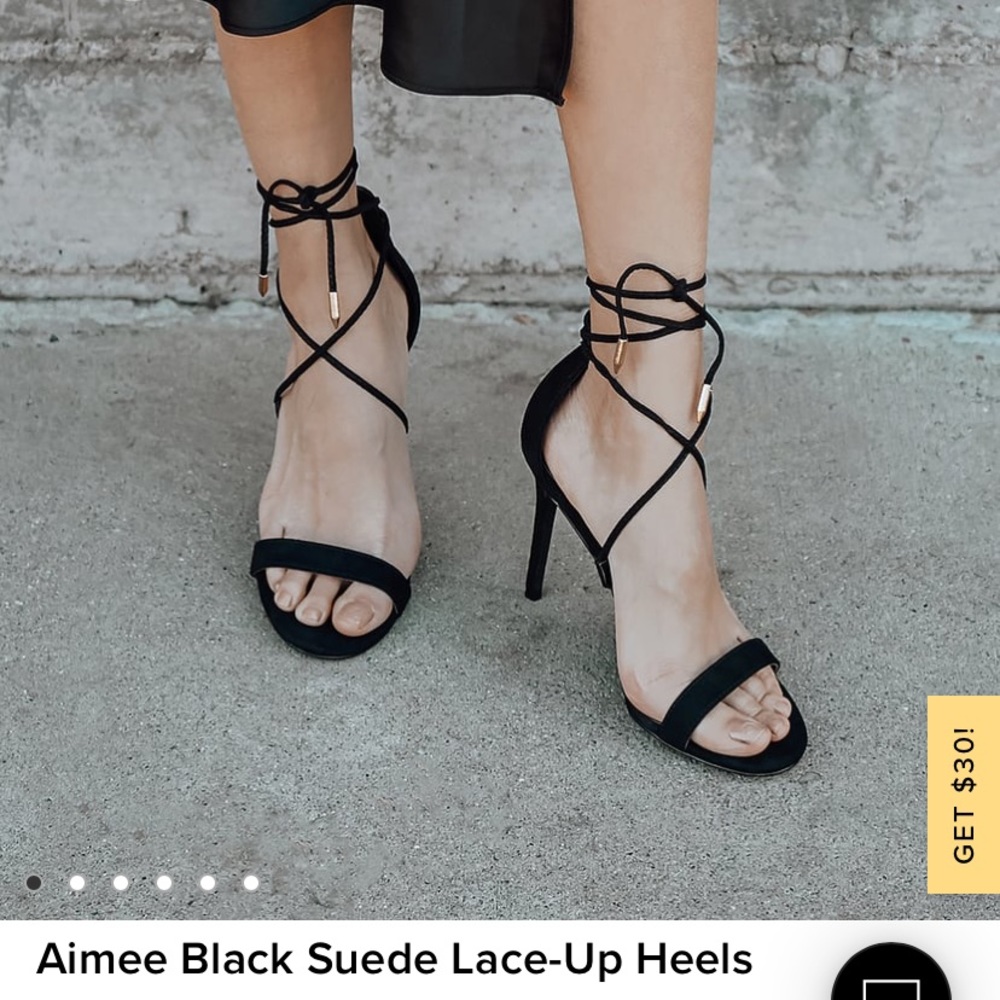 Lulus Black Lace-Up Heels